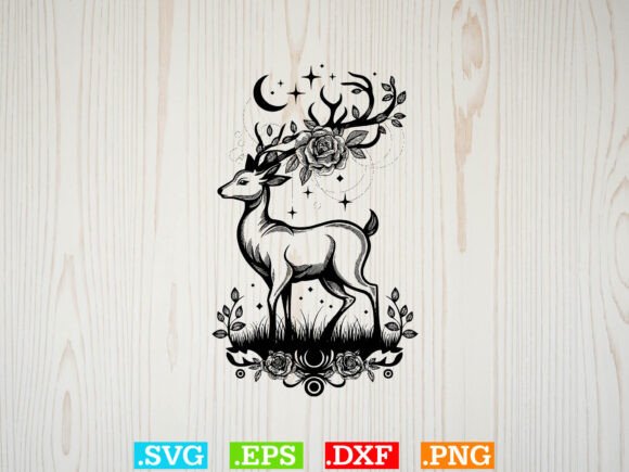 Deer with Flowers Svg, Floral Animal Svg