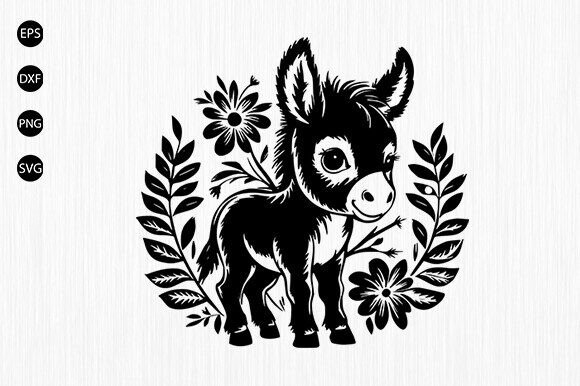 Donkey with Flower SVG,Floral Donkey Svg Review