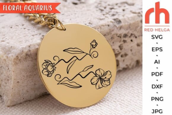 Floral Aquarius SVG, Flower Zodiac DXF