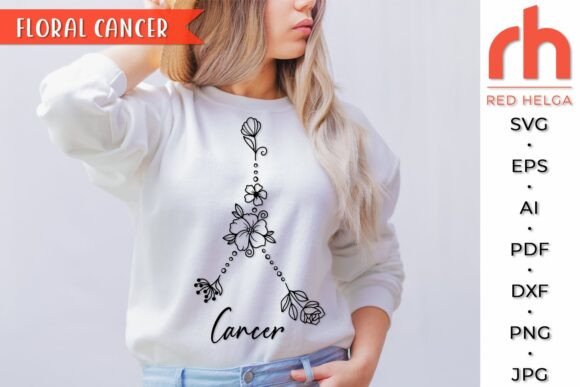 Floral Cancer SVG, Flower Zodiac Design Review