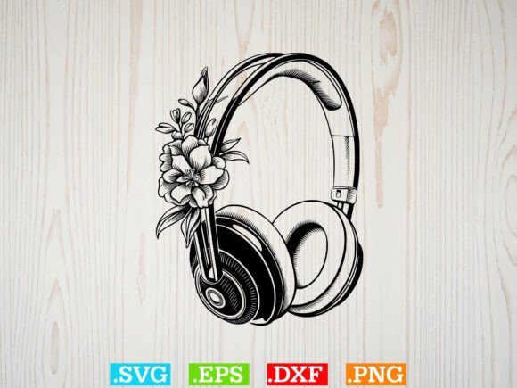 Floral Headphones Svg, Music Lover Svg Review