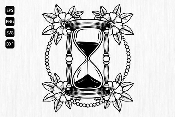 Floral Hourglass SVG, Vintage Hourglass Review