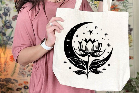 Floral Moon Svg for Embroidery Projects