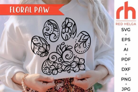 Floral Paw SVG for Embroidery Projects