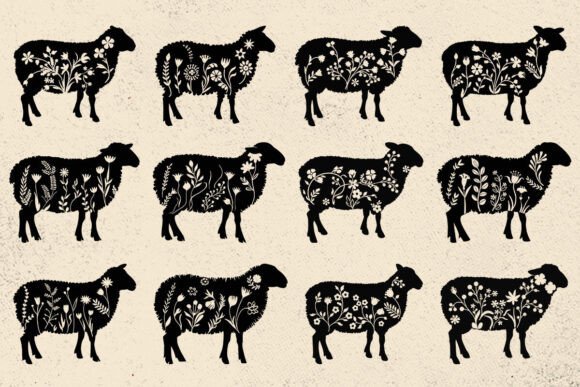 Floral Sheep SVG for Embroidery Projects