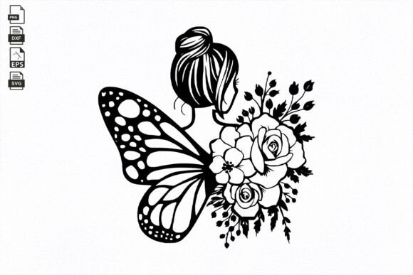 Floral Woman Svg , Woman with Flower Svg
