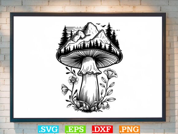 Mushroom Scene Svg, Floral Mushroom Svg Design Review