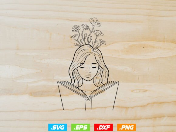 Woman Reading Books Svg,Floral Woman Svg Review